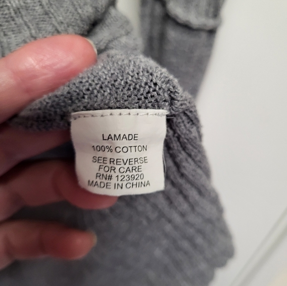 LA made Gray Ribbed Long Sleeve Cowl Neck Sweater - Size XS - Picture 4 of 5